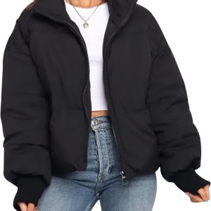 Gihuo Women’s Winter Cropped Puffer Jacket Coat Short Warm Quilted Jacket