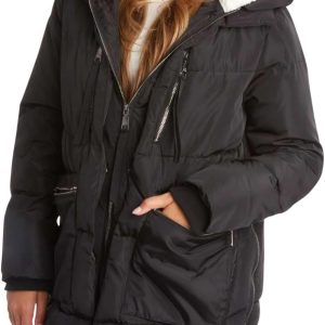 Steve Madden Women's Long Parka - Insulated Quilted Puffer Winter Coat for Women with Faux Sherpa Hood (Sizes: S-XL)